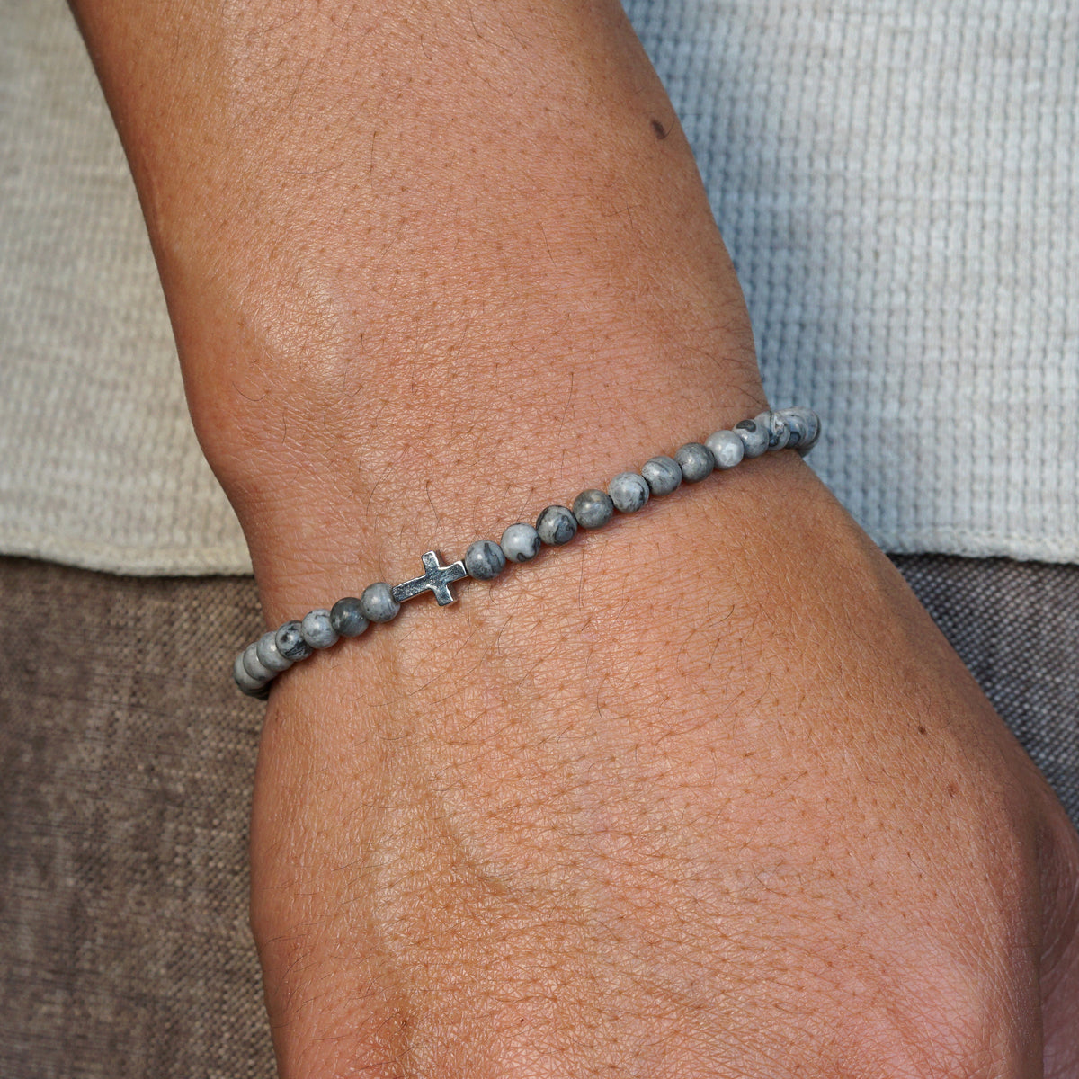 Crossroads Slim Bracelet | Gray Jasper