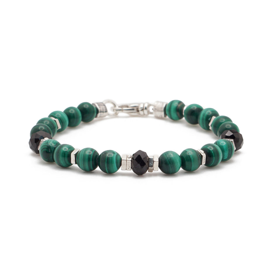 Vector Bracelet | Malachite & Black Spinel