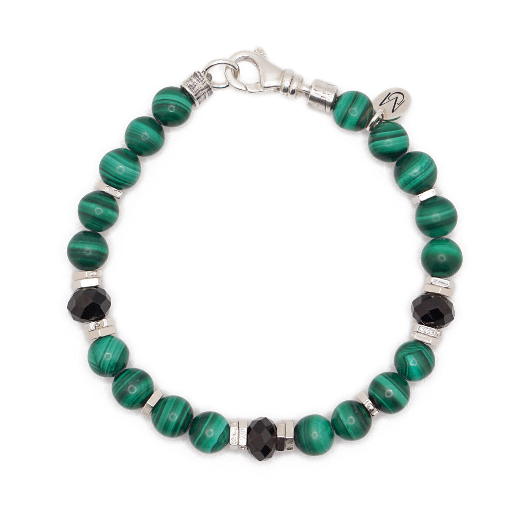Vector Bracelet | Malachite & Black Spinel