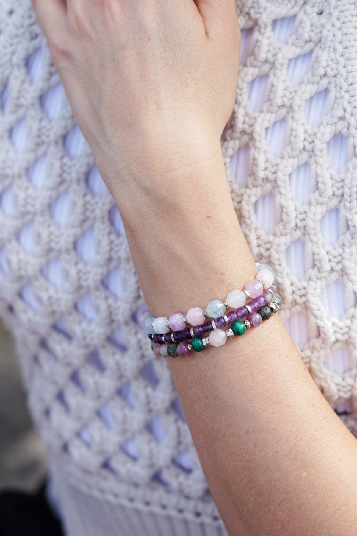 Trinity Bracelet | Amethyst, Rose Quartz & Aquamarine