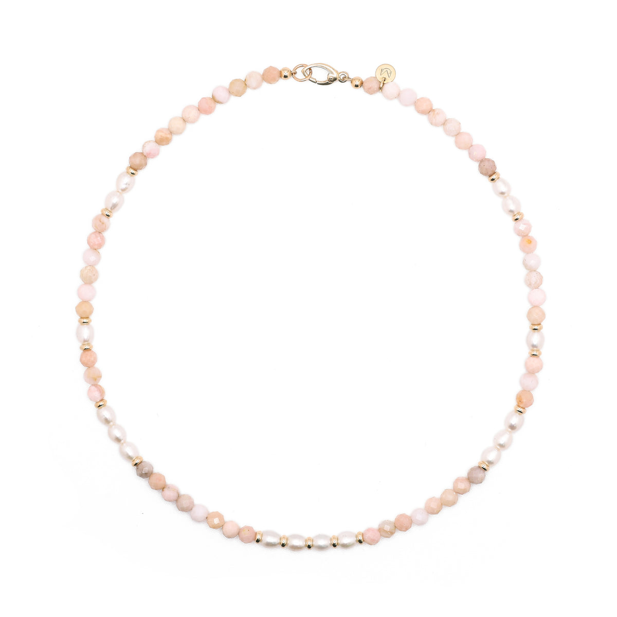 Cala Rosa Necklace | Pink Opal, Pearls & 14K Gold