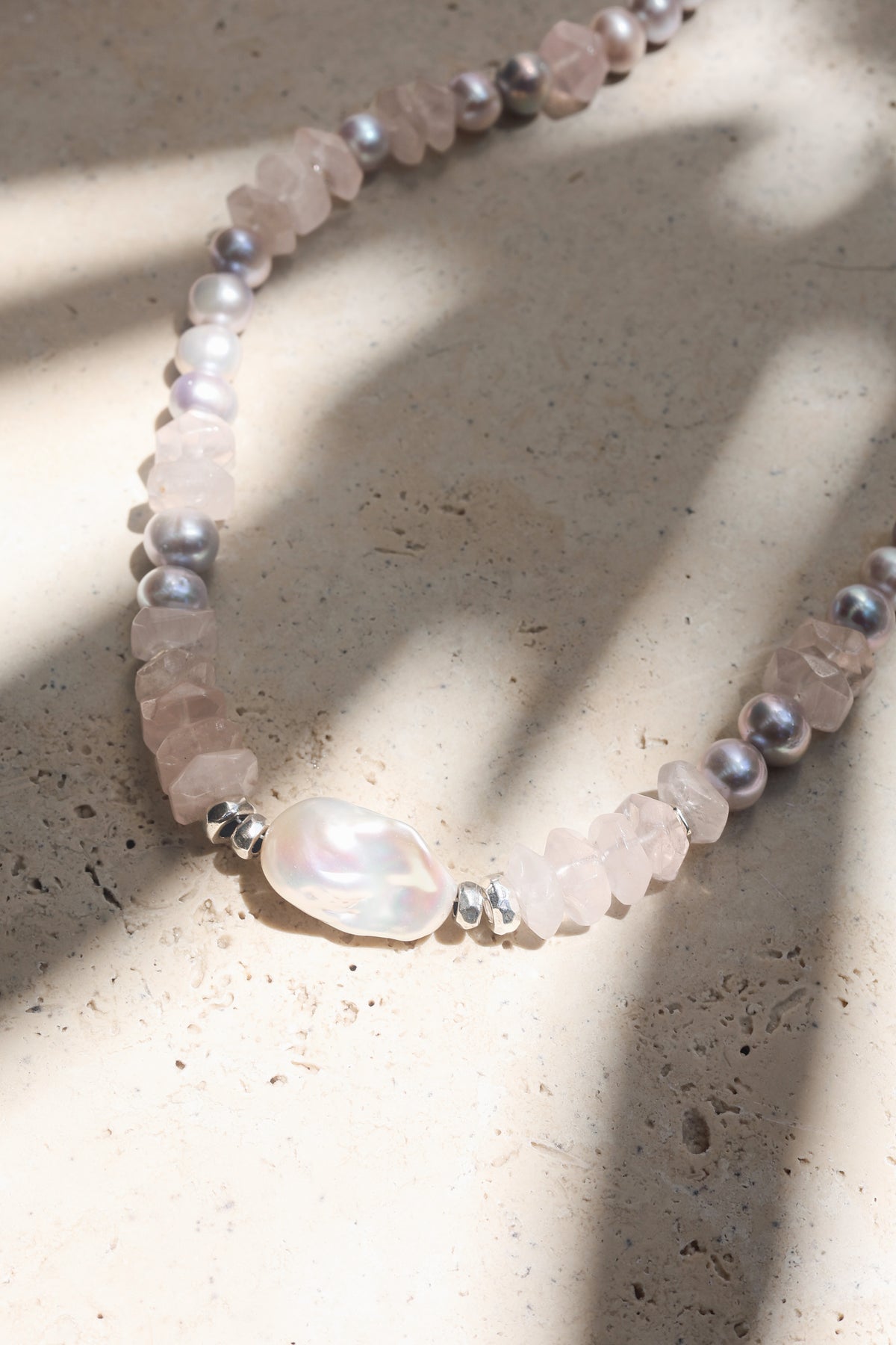 Moonrose Necklace | Rose Quartz & Pearls