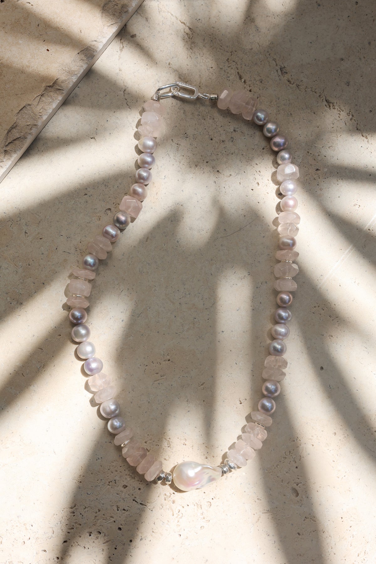 Moonrose Necklace | Rose Quartz & Pearls
