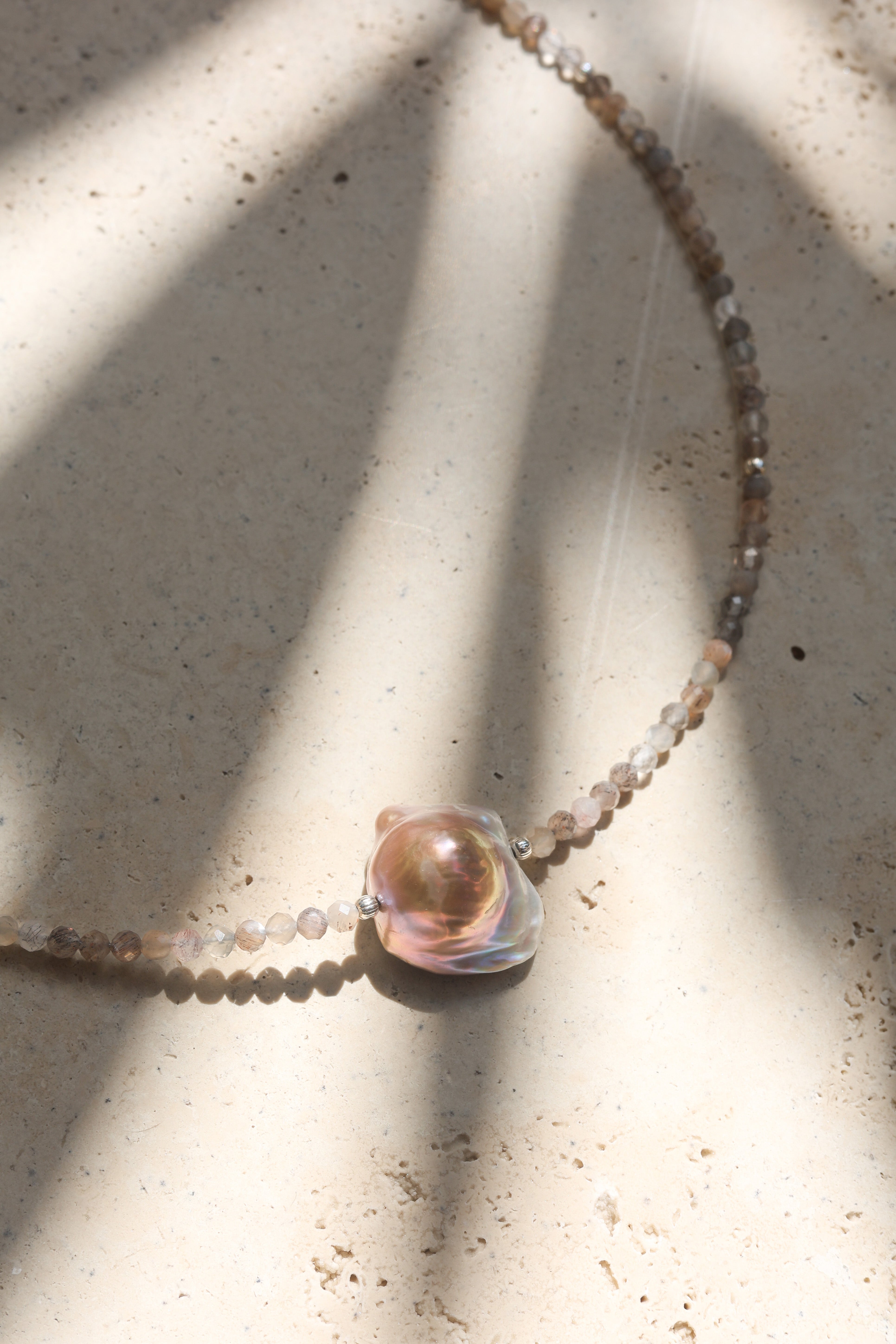 Sundrift Necklace | Sunstone & Baroque Pearl