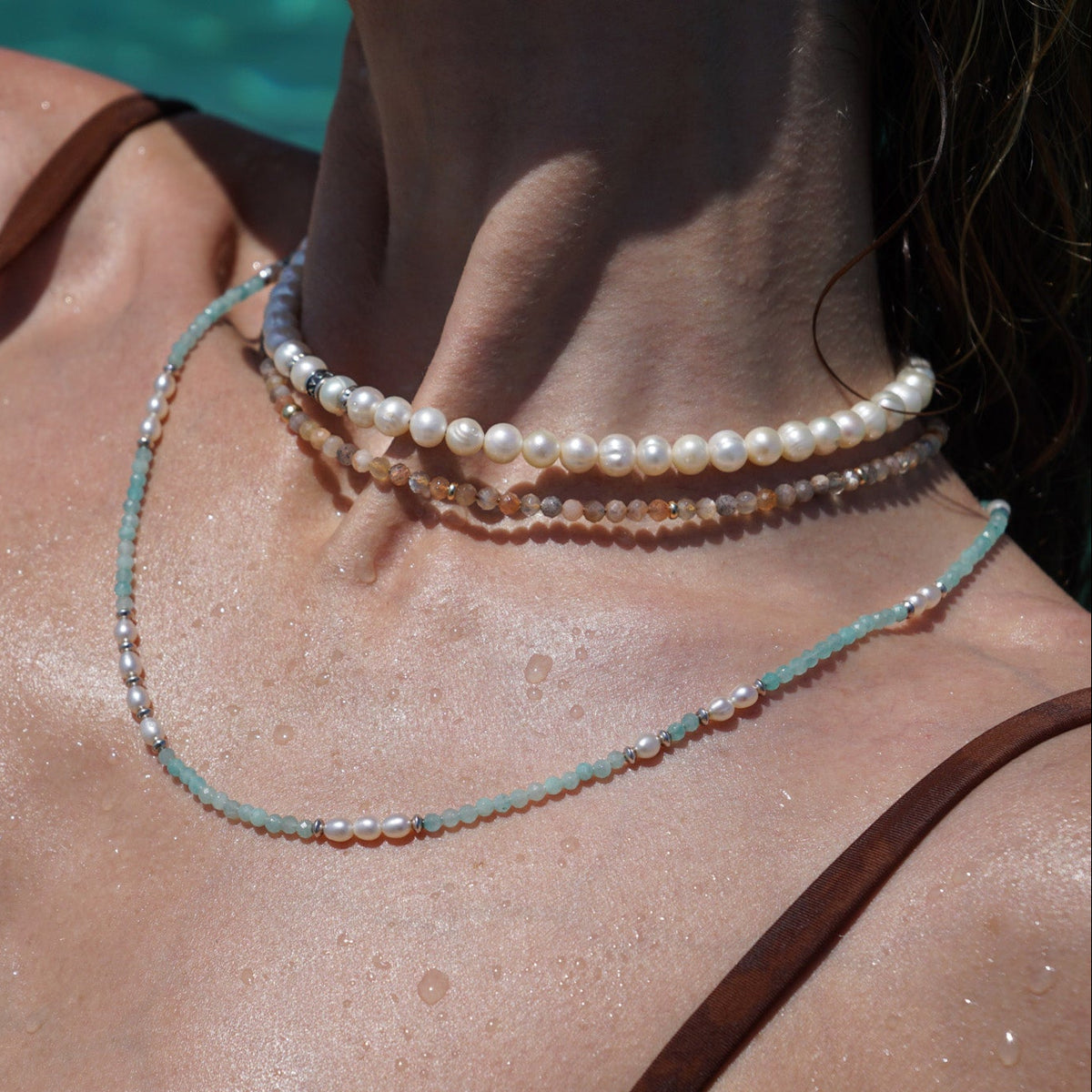 Azure Necklace | Amazonite & Pearls