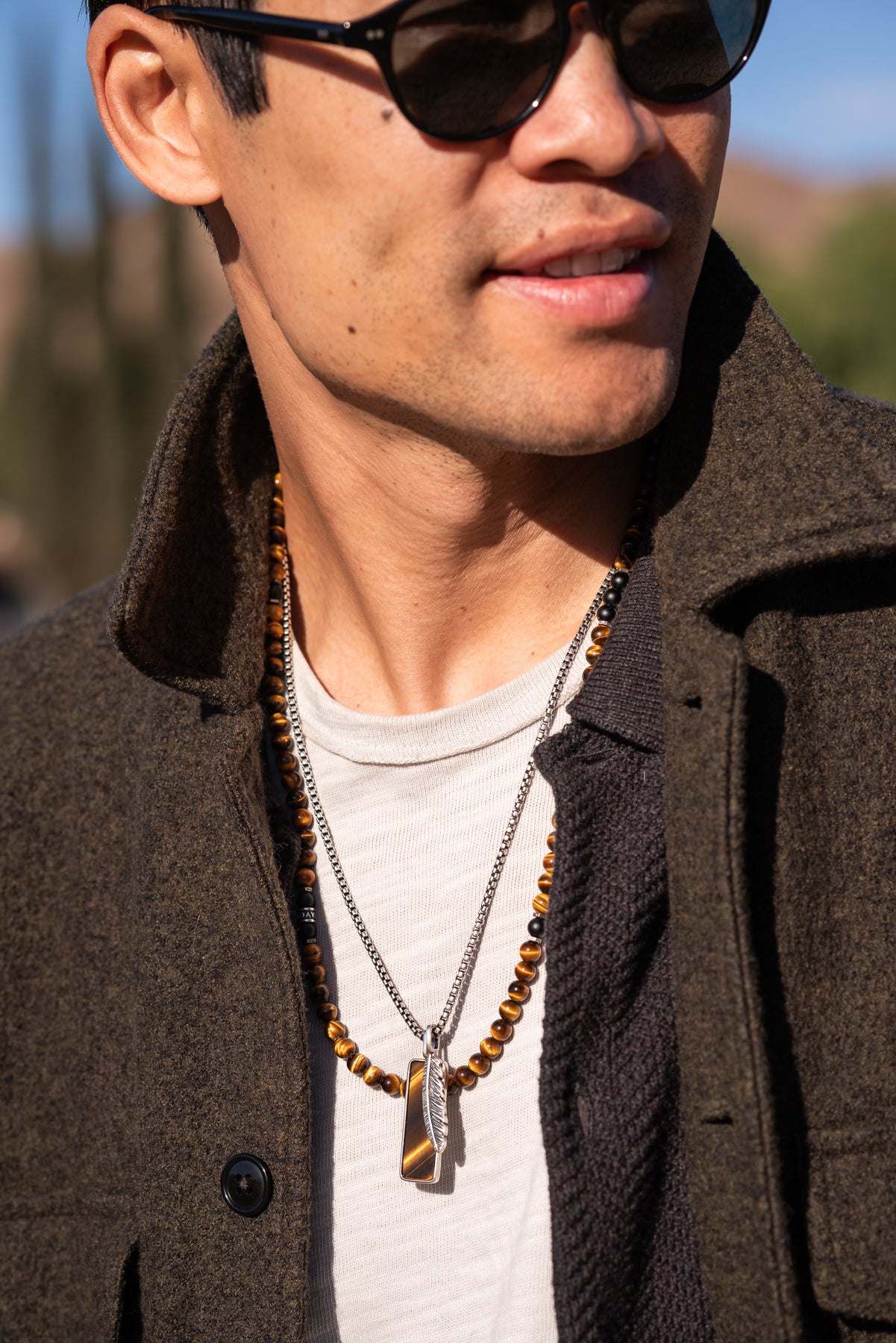 Guardian Necklace | Tiger's Eye & Matte Onyx