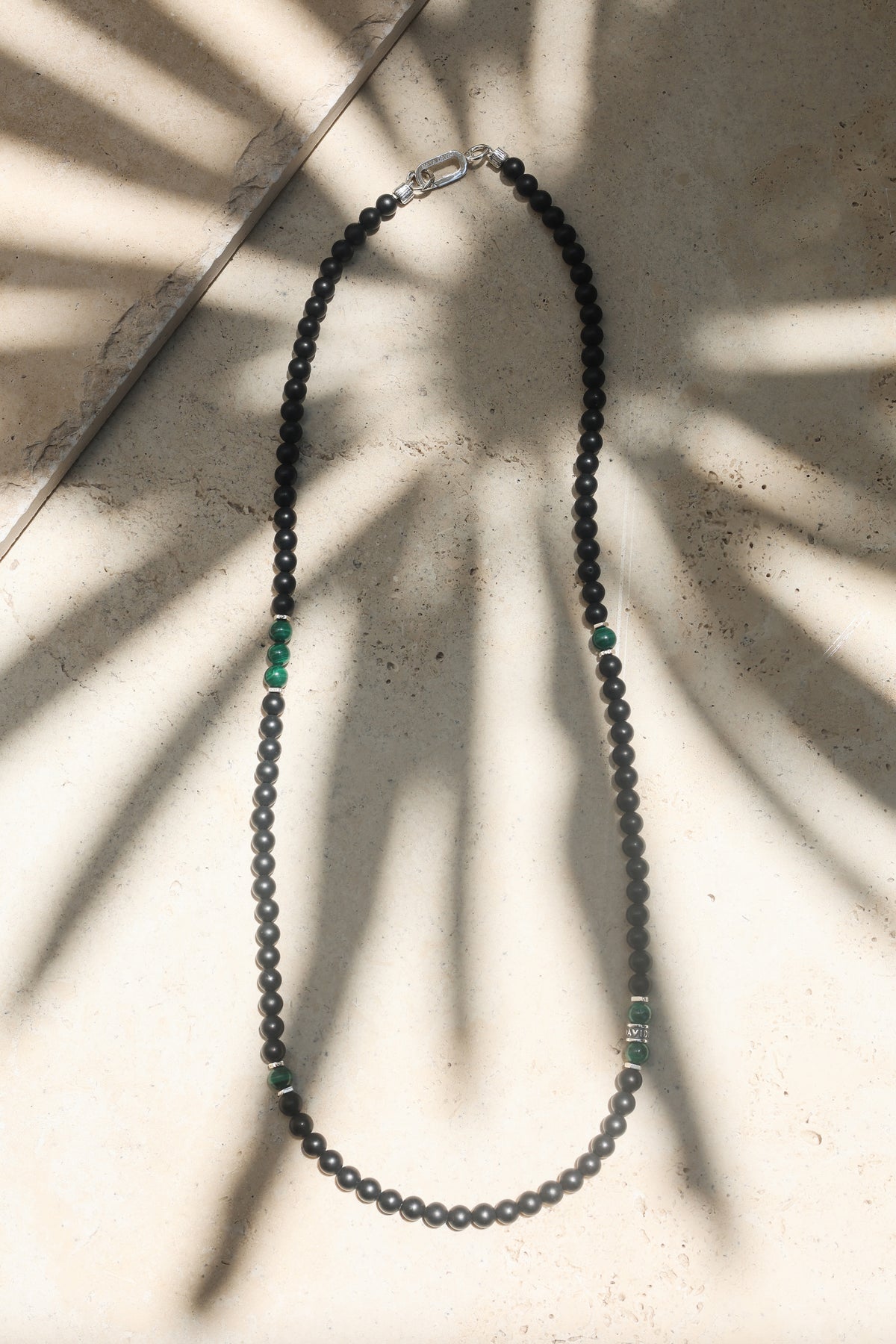 Anchor Necklace | Matte Onyx & Malachite