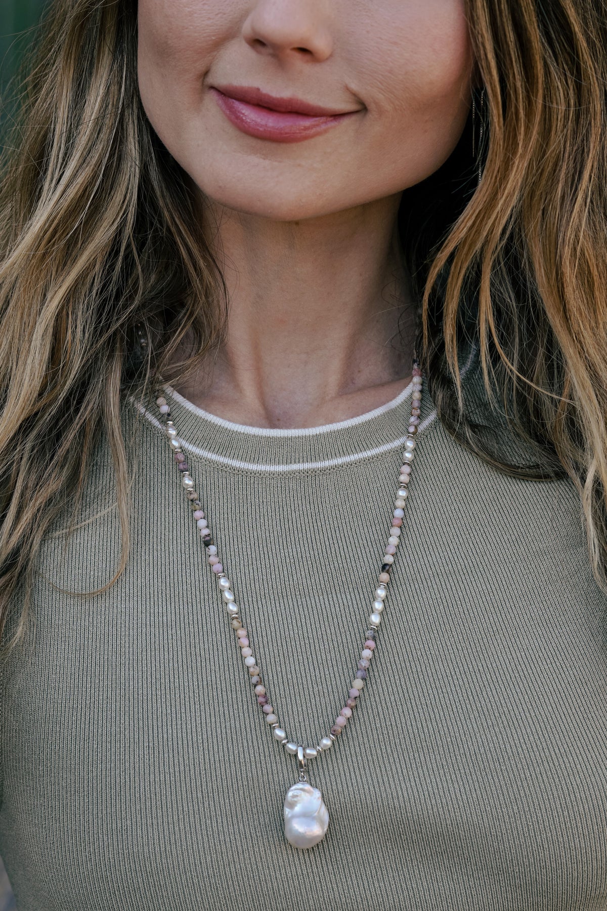 Cala Rosa Necklace | Pink Opal & Pearls