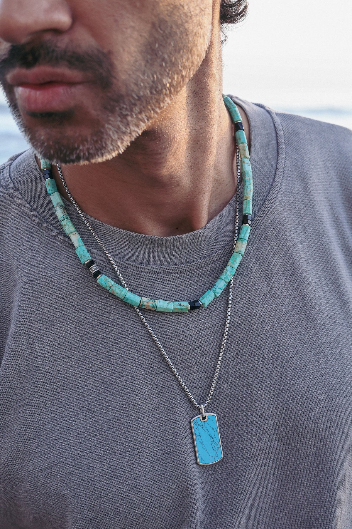 Horizon Tag Necklace | Turquoise
