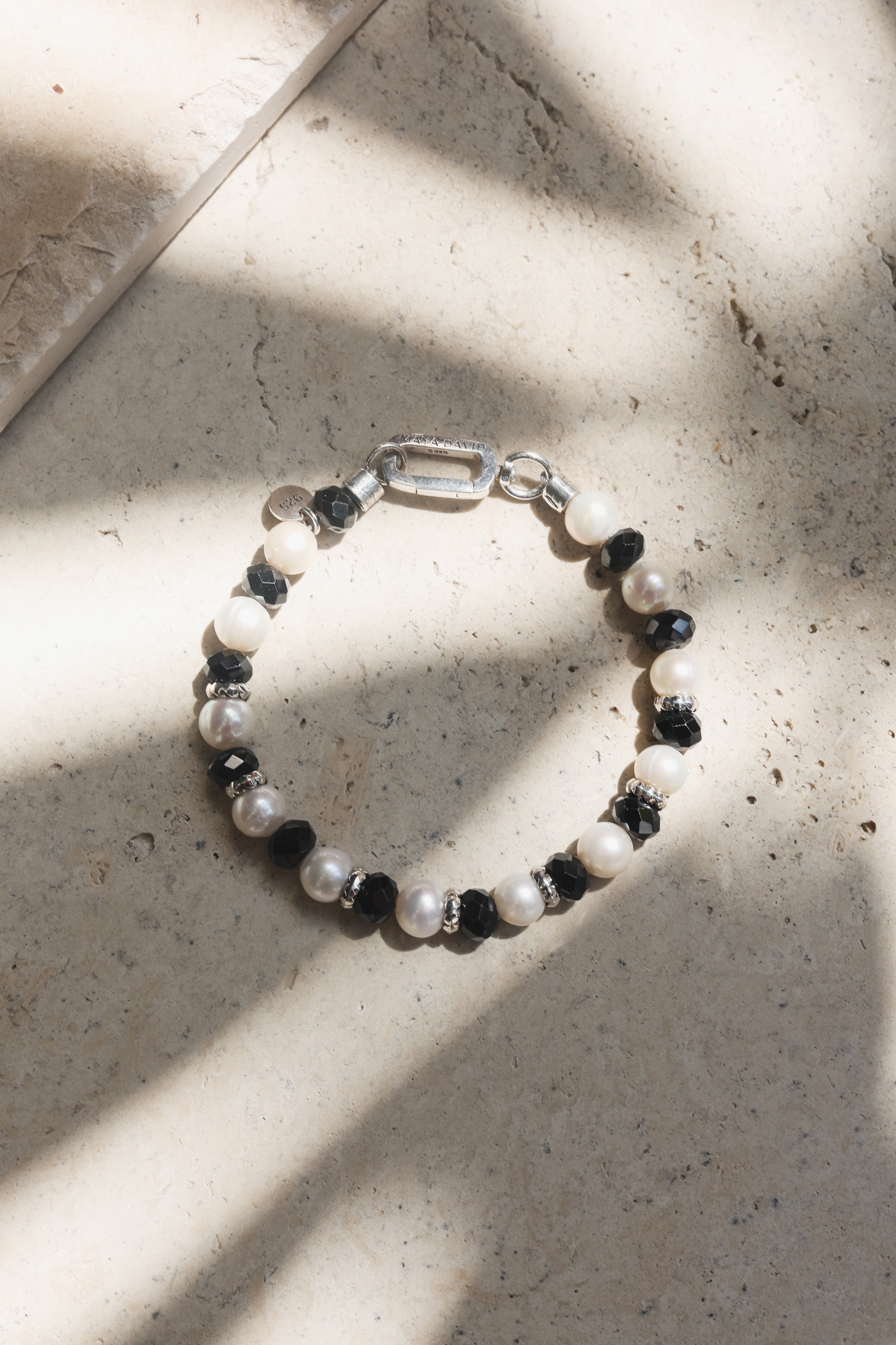 Noire Bracelet | Black Spinel & Pearls